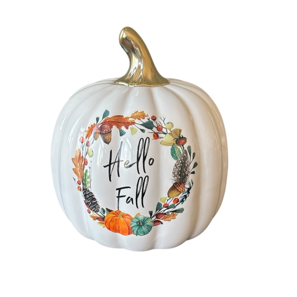 Decorative “Hello Fall” Ceramic Pumpkin Fall Decor‎